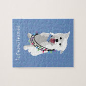 White Fluffy Dog - Peace Joy Love - Holiday Legpuzzel (Horizontaal)