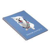 White Fluffy Dog - Peace Joy Love - Holiday Notitieboek (Rechterzijde)