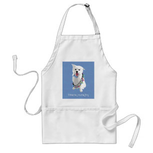 White Fluffy Dog - Peace Joy Love - Holiday Standaard Schort