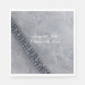 White Fluffy Fur Diamonds Paper Napkins Servet (Voorkant)