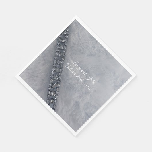 White Fluffy Fur Diamonds Paper Napkins Servet (Hoek)