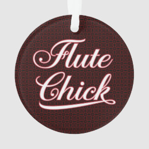 White Fluit Chick Script Ornament