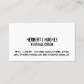 White Football Helmet, Footballer, Football Coach Visitekaartje (Achterkant)