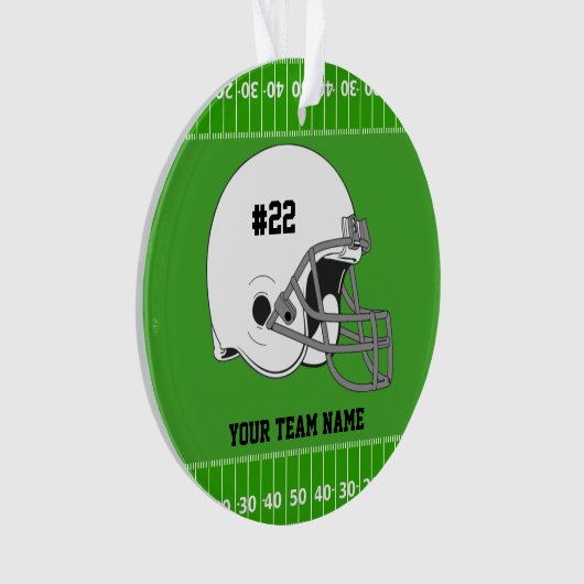 White Football Helmet | Groen veld Ornament (voorkant)