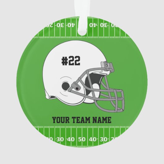 White Football Helmet | Groen veld Ornament (achterkant)