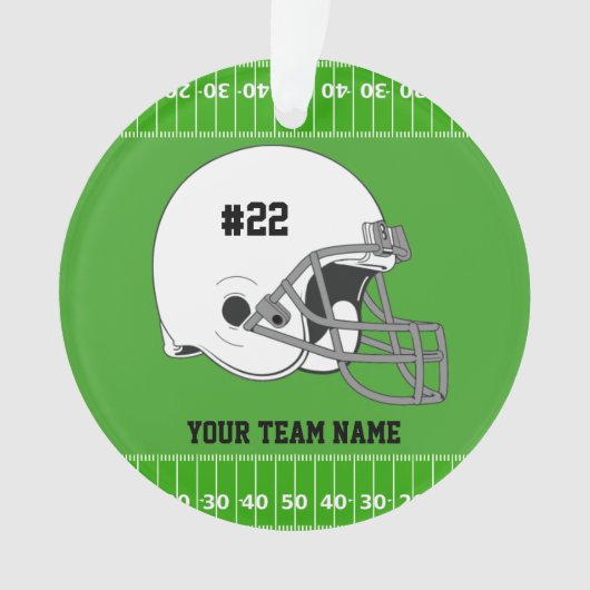 White Football Helmet | Groen veld Ornament (voorkant)