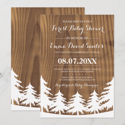 White Forest Baby shower Invites Kaart (Voorkant / Achterkant)