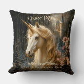 White Forest Eenhoorn Roze Orchidee Fantasy Castle Kussen (Voorkant)