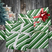White Forest Green Candy Cane Stripe Vakantie Cadeaupapier