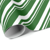 White Forest Green Candy Cane Stripe Vakantie Cadeaupapier (Rol Hoek)