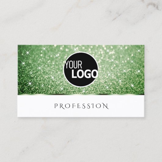 White Forest Green Glitter Sparkle Stars toevoegen Visitekaartje (Voorkant)