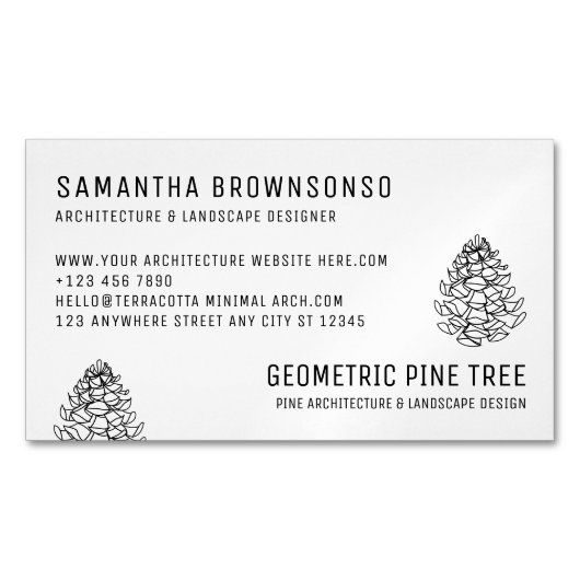 White Forest Tree Rustic Pine Cone Magnetisch Visitekaartje (Voorkant)