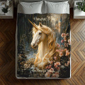 White Forest Unicorn Fantasy Castle Sprookje Fleece Deken