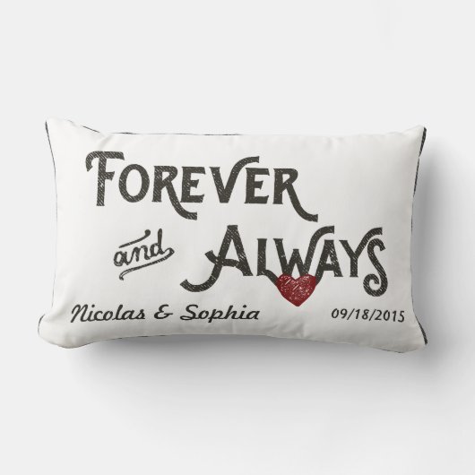 White Forever Always Heart Gepersonaliseerde bruil Kussen (Voorkant)
