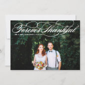 White Forever Dankbaar Elegant Script Wedding Bedankkaart (Voorkant)