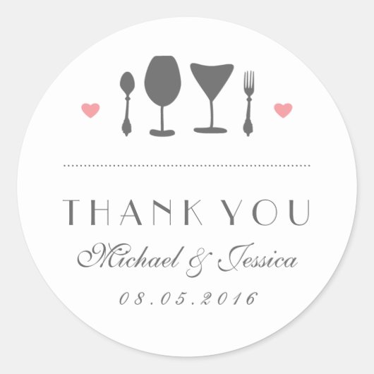 White  Fork Spoon Wedding Dank je Sticker (Voorkant)