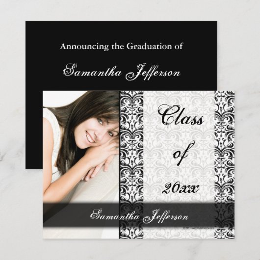 White Formal Damask Kaart (Voorkant / Achterkant)