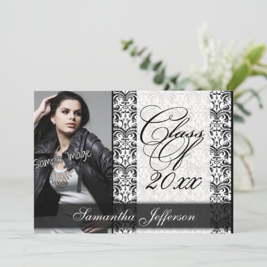 White Formal Design Photo Afstuderen Kaart (Staand voorkant)