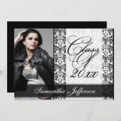 White Formal Design Photo Afstuderen Kaart (Voorkant / Achterkant)