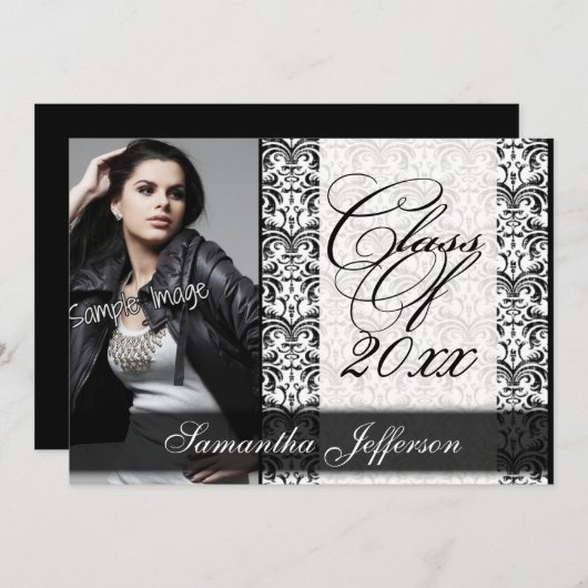 White Formal Design Photo Afstuderen Kaart (Voorkant / Achterkant)