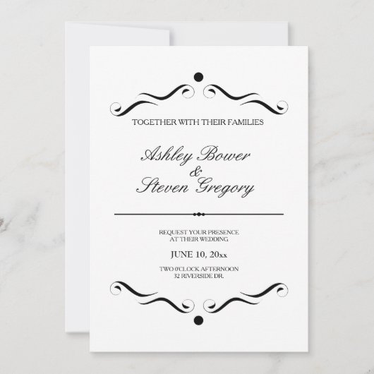White Formal Wedding Invitation Kaart (Voorkant)