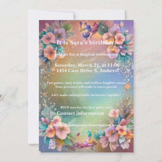 White Fox Party Kaart (Achterkant)