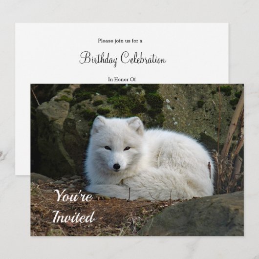 White Fox Photo Birthday Kaart (Voorkant / Achterkant)