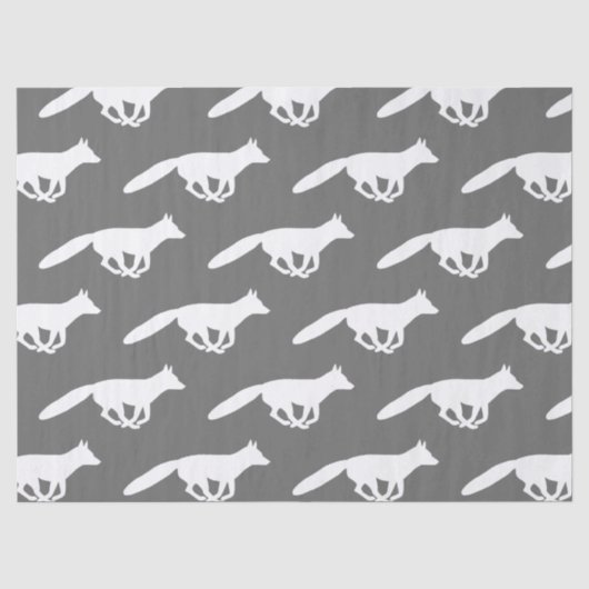 White Fox Silhouettes Patroon Tissuepapier (Voorkant)