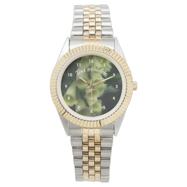 White Foxglove Flowers Personalized Horloge (Voorkant)