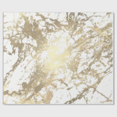 White Foxier Gold Marble Shiny Metallic Strokes Cadeaupapier (Vlak)