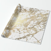 White Foxier Gold Marble Shiny Metallic Strokes Cadeaupapier (Uitgerold)