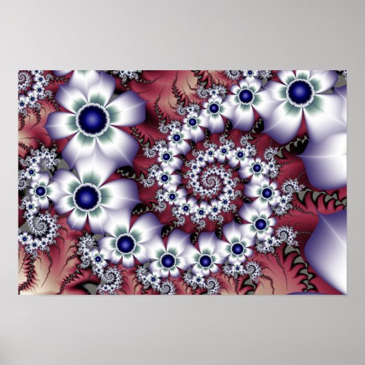 White Fractal Flowers Poster (Voorkant)