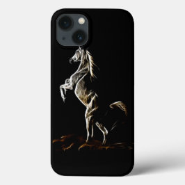 White Fractal Horse iPhone 13 Hoesje