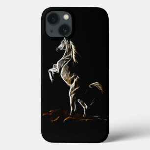 White Fractal Horse iPhone 13 Hoesje