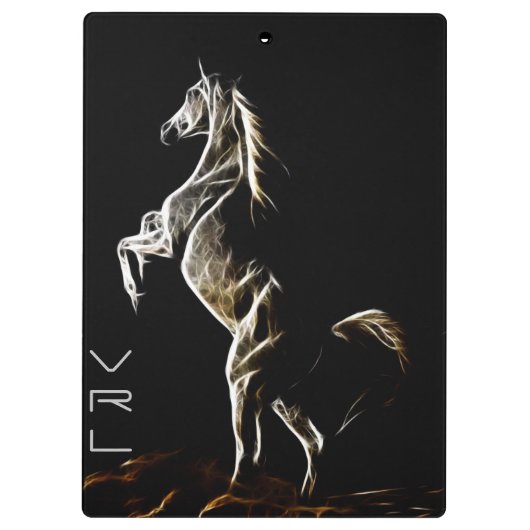 White Fractal Horse Clipboard Klembord (Achterkant)