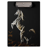 White Fractal Horse Clipboard Klembord (Voorkant)