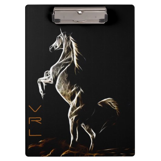 White Fractal Horse Clipboard Klembord (Voorkant)