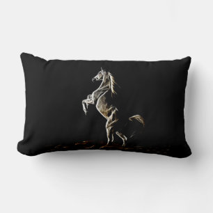 White Fractal Horse Lumbar Pillow Kussen