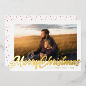White Frame & Gold Merry Christmas Photo Folie Feestdagenkaart (Voorkant / Achterkant)