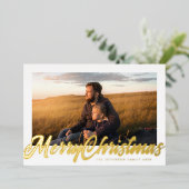 White Frame & Gold Merry Christmas Photo Folie Feestdagenkaart (Staand Voorkant)