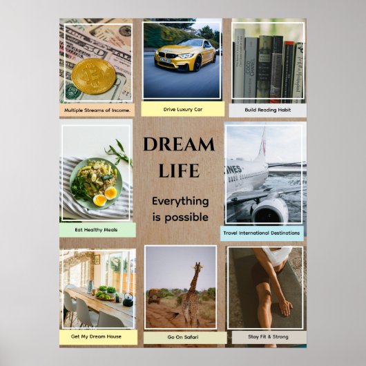White Frame Photos Vision Board Poster (Voorkant)