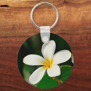 White Frangipani Canvas — laptophoes Servin Sleutelhanger