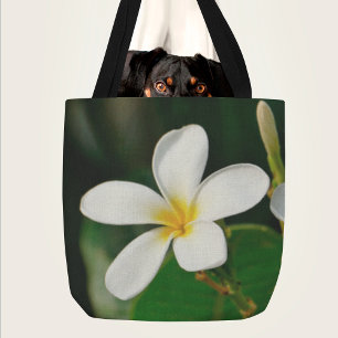 White Frangipani Canvas — laptophoes Servin Tote Bag