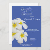 White Frangipani Flowers, on Blue, Couples Shower Kaart (Voorkant / Achterkant)