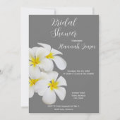 White Frangipani Flowers, on Medium Grey, Bridal Kaart (Voorkant)