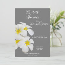 White Frangipani Flowers, on Medium Grey, Bridal