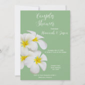 White Frangipani Flowers, on Sage, Couples Kaart (Voorkant)