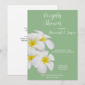 White Frangipani Flowers, on Sage, Couples Kaart (Voorkant / Achterkant)