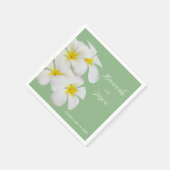 White Frangipani Flowers, on Sage, Wedding Servet (Hoek)