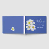 White Frangipani Flowers, op Blue, Floral Wedding Gastenboek (Volledig)